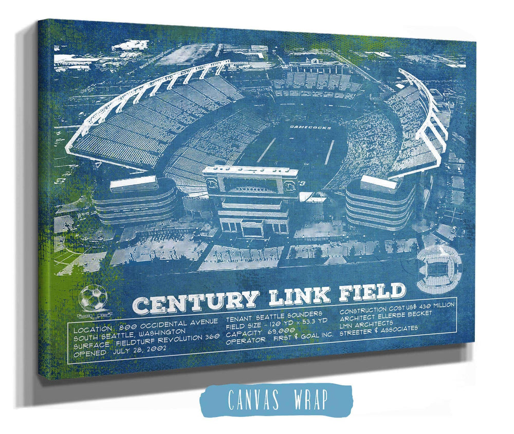 Cutler West Williams-Brice Stadium Art - South Carolina Gamecocks - Vintage Blueprint Art Chart