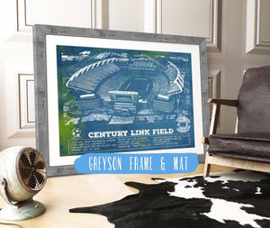 14" x 11" / Greyson Frame & Mat Cutler West Williams-Brice Stadium Art - South Carolina Gamecocks - Vintage Blueprint Art Chart