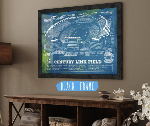 20" x 16" / Black Frame Cutler West Williams-Brice Stadium Art - South Carolina Gamecocks - Vintage Blueprint Art Chart
