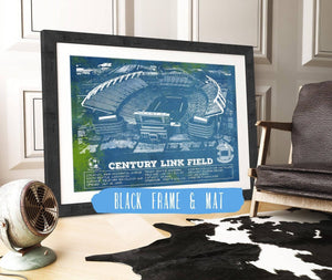 20" x 16" / Black Frame & Mat Cutler West Williams-Brice Stadium Art - South Carolina Gamecocks - Vintage Blueprint Art Chart