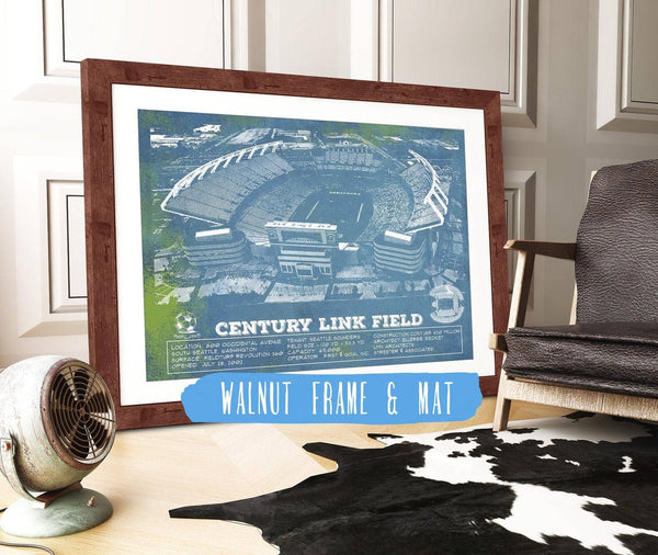 20" x 16" / Walnut Frame & Mat Cutler West Williams-Brice Stadium Art - South Carolina Gamecocks - Vintage Blueprint Art Chart