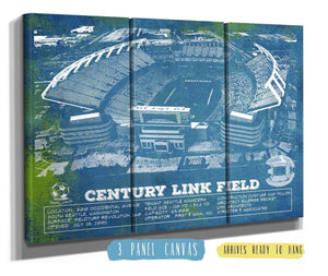 48" x 36" / 3 Panel Canvas Wrap Cutler West Williams-Brice Stadium Art - South Carolina Gamecocks - Vintage Blueprint Art Chart