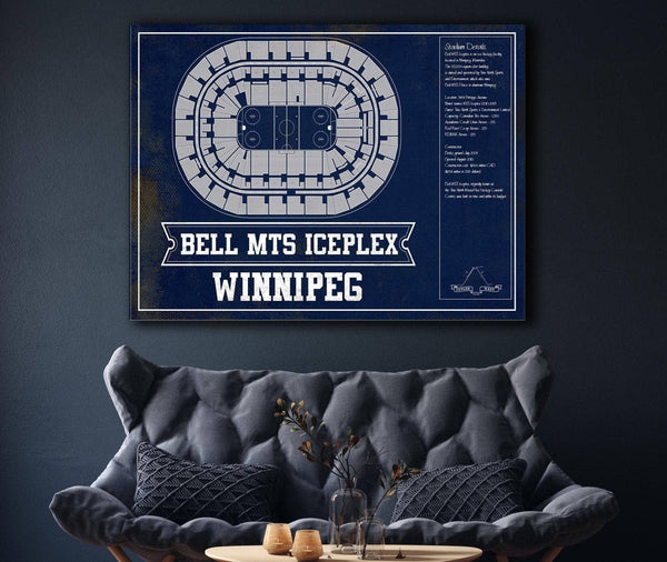 Cutler West Winnipeg Jets Bell MTS Iceplex Seating Chart - Vintage Hockey Print