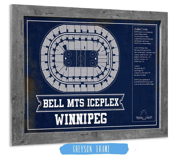 14" x 11" / Greyson Frame Cutler West Winnipeg Jets Bell MTS Iceplex Seating Chart - Vintage Hockey Print