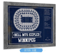 Cutler West 14" x 11" / Greyson Frame Winnipeg Jets Bell MTS Iceplex Seating Chart - Vintage Hockey Print 933350242-14"-x-11"81849