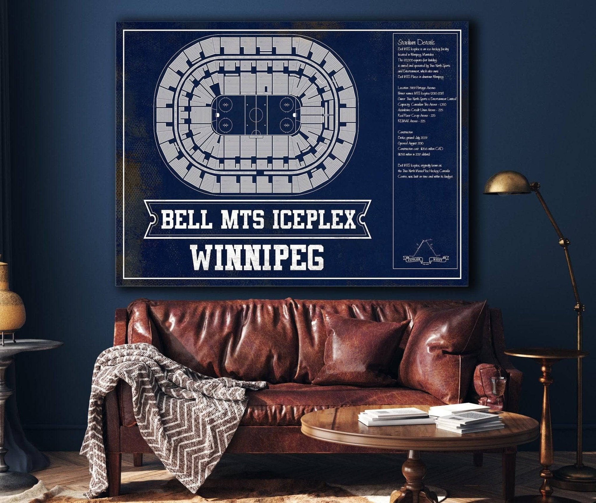 Cutler West Winnipeg Jets Bell MTS Iceplex Seating Chart - Vintage Hockey Print