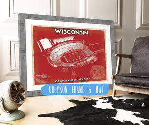 14" x 11" / Greyson Frame & Mat Cutler West Wisconsin Badgers Camp Randall Stadium Vintage Art Print