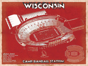 14" x 11" / Unframed Cutler West Wisconsin Badgers Camp Randall Stadium Vintage Art Print
