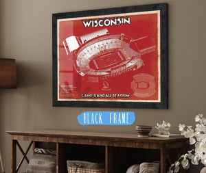 20" x 16" / Black Frame Cutler West Wisconsin Badgers Camp Randall Stadium Vintage Art Print