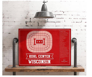 Cutler West Wisconsin Badgers Team Color Kohl Center Seating Chart Vintage Art Print