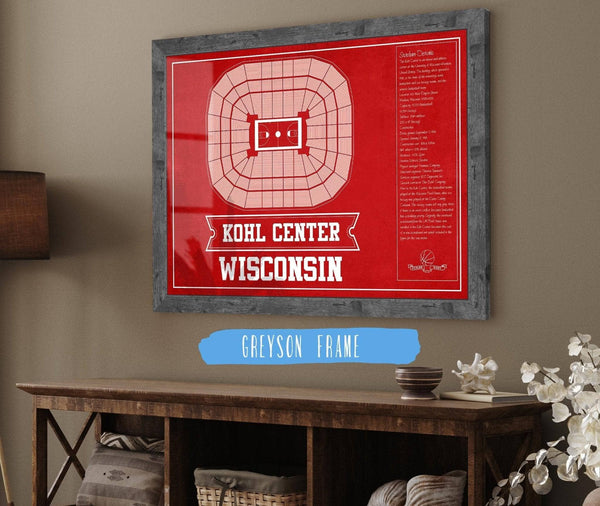 Cutler West Wisconsin Badgers Team Color Kohl Center Seating Chart Vintage Art Print