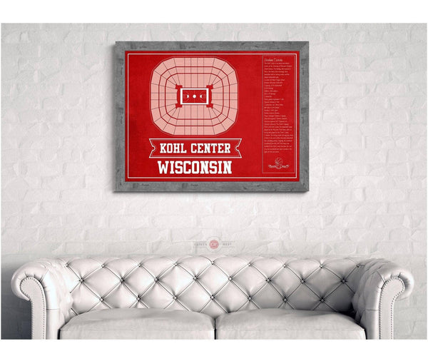 Cutler West Wisconsin Badgers Team Color Kohl Center Seating Chart Vintage Art Print