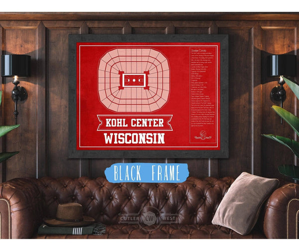 Cutler West Wisconsin Badgers Team Color Kohl Center Seating Chart Vintage Art Print