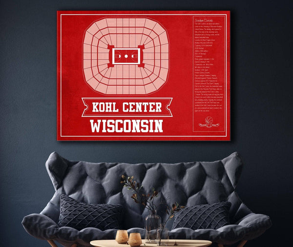 Cutler West Wisconsin Badgers Team Color Kohl Center Seating Chart Vintage Art Print