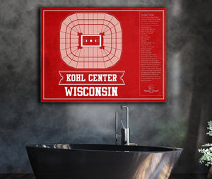 Cutler West Wisconsin Badgers Team Color Kohl Center Seating Chart Vintage Art Print