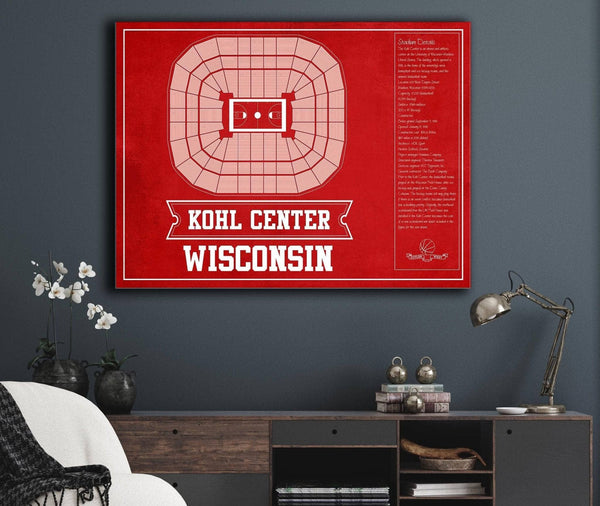 Cutler West Wisconsin Badgers Team Color Kohl Center Seating Chart Vintage Art Print
