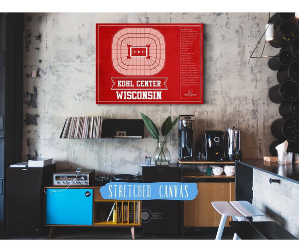 Cutler West Wisconsin Badgers Team Color Kohl Center Seating Chart Vintage Art Print