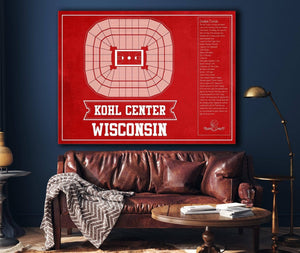 Cutler West Wisconsin Badgers Team Color Kohl Center Seating Chart Vintage Art Print