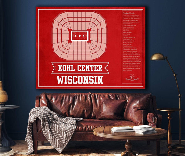 Cutler West Wisconsin Badgers Team Color Kohl Center Seating Chart Vintage Art Print