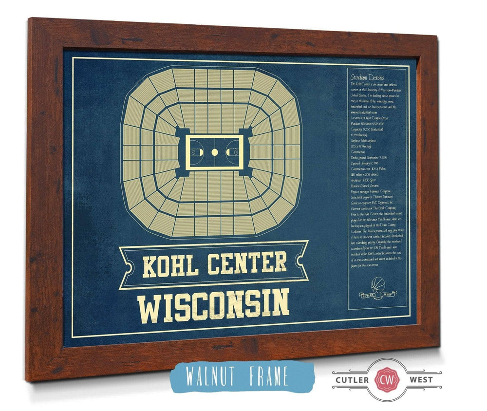 Cutler West Wisconsin Badgers Wisconsin Kohl Center Seating Chart Vintage Art Print
