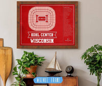 Cutler West Wisconsin Badgers Team Color Kohl Center Seating Chart Vintage Art Print