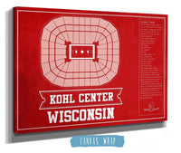 Cutler West Basketball Collection Wisconsin Badgers Team Color Kohl Center Seating Chart Vintage Art Print