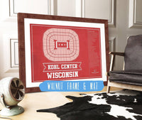Cutler West 14" x 11" / Walnut Frame & Mat Wisconsin Badgers Team Color Kohl Center Seating Chart Vintage Art Print 93335021085278