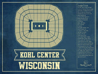 Cutler West 14" x 11" / Unframed Wisconsin Badgers Wisconsin Kohl Center Seating Chart Vintage Art Print 93335020985208