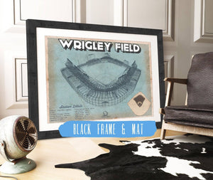 20" x 16" / Black Frame & Mat Cutler West Wrigley Field Art- Chicago Cubs Baseball Vintage Print