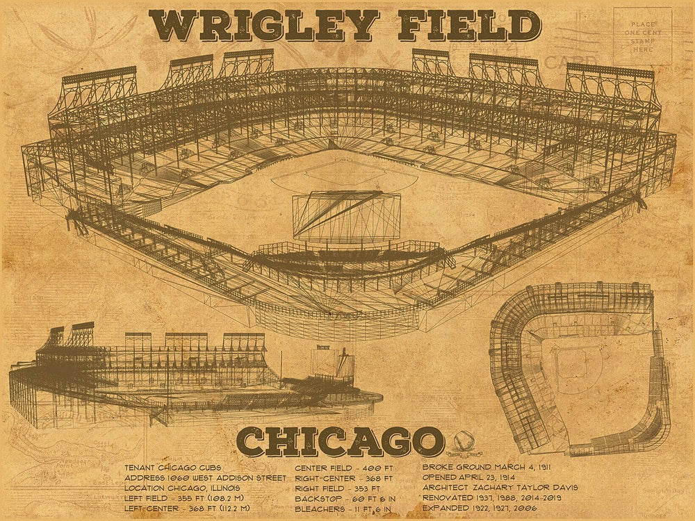 14" x 11" / Stretched Canvas Wrap Cutler West Wrigley Field Print - Chicago Cubs Baseball Print