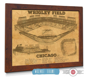 20" x 16" / Walnut Frame Cutler West Wrigley Field Print - Chicago Cubs Baseball Print
