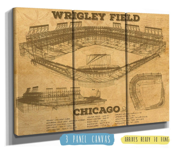 36" x 24" / 3 Panel Canvas Wrap Cutler West Wrigley Field Print - Chicago Cubs Baseball Print