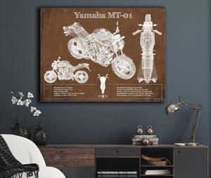 Cutler West Yamaha MT-01 Blueprint Motorcycle Patent Print