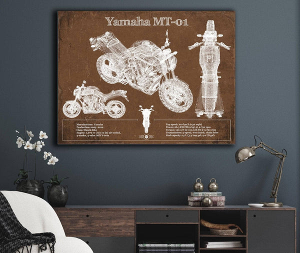 Cutler West Yamaha MT-01 Blueprint Motorcycle Patent Print