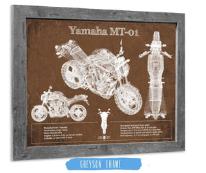 Cutler West Yamaha MT-01 Blueprint Motorcycle Patent Print