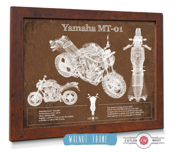 Cutler West Yamaha MT-01 Blueprint Motorcycle Patent Print