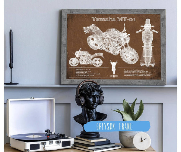 Cutler West Yamaha MT-01 Blueprint Motorcycle Patent Print