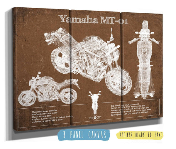 Cutler West Yamaha MT-01 Blueprint Motorcycle Patent Print