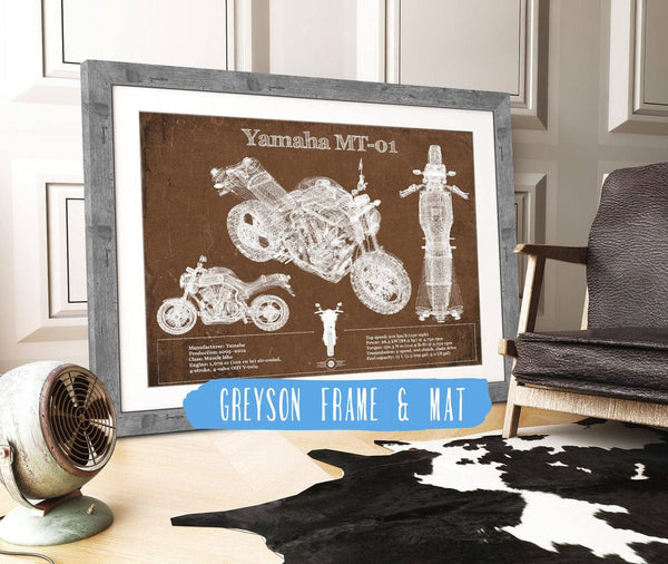 Cutler West Yamaha MT-01 Blueprint Motorcycle Patent Print