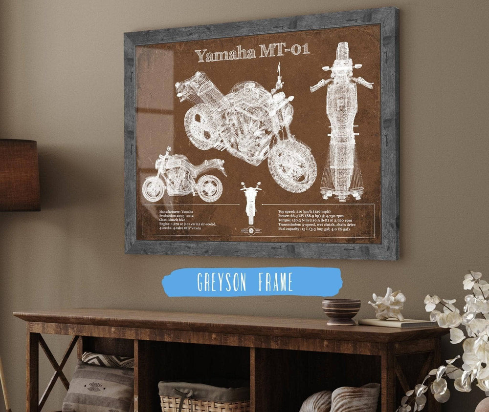 Cutler West Yamaha MT-01 Blueprint Motorcycle Patent Print