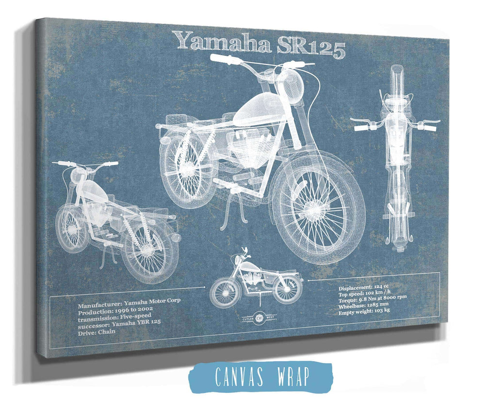Cutler West Yamaha SR125 Blueprint Motorcycle Patent Print