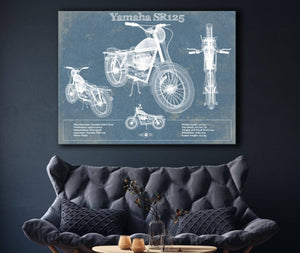Cutler West Yamaha SR125 Blueprint Motorcycle Patent Print