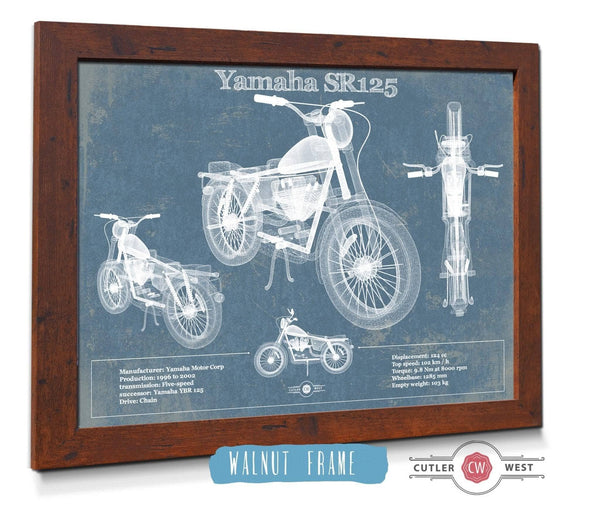 Cutler West Yamaha SR125 Blueprint Motorcycle Patent Print