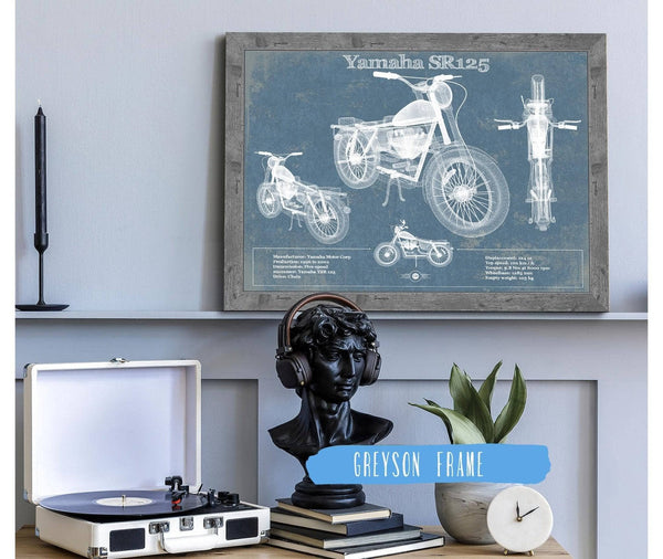 Cutler West Yamaha SR125 Blueprint Motorcycle Patent Print