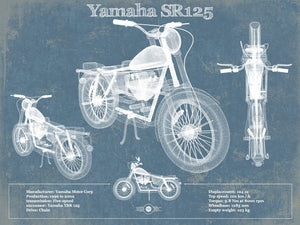 Cutler West Yamaha SR125 Blueprint Motorcycle Patent Print