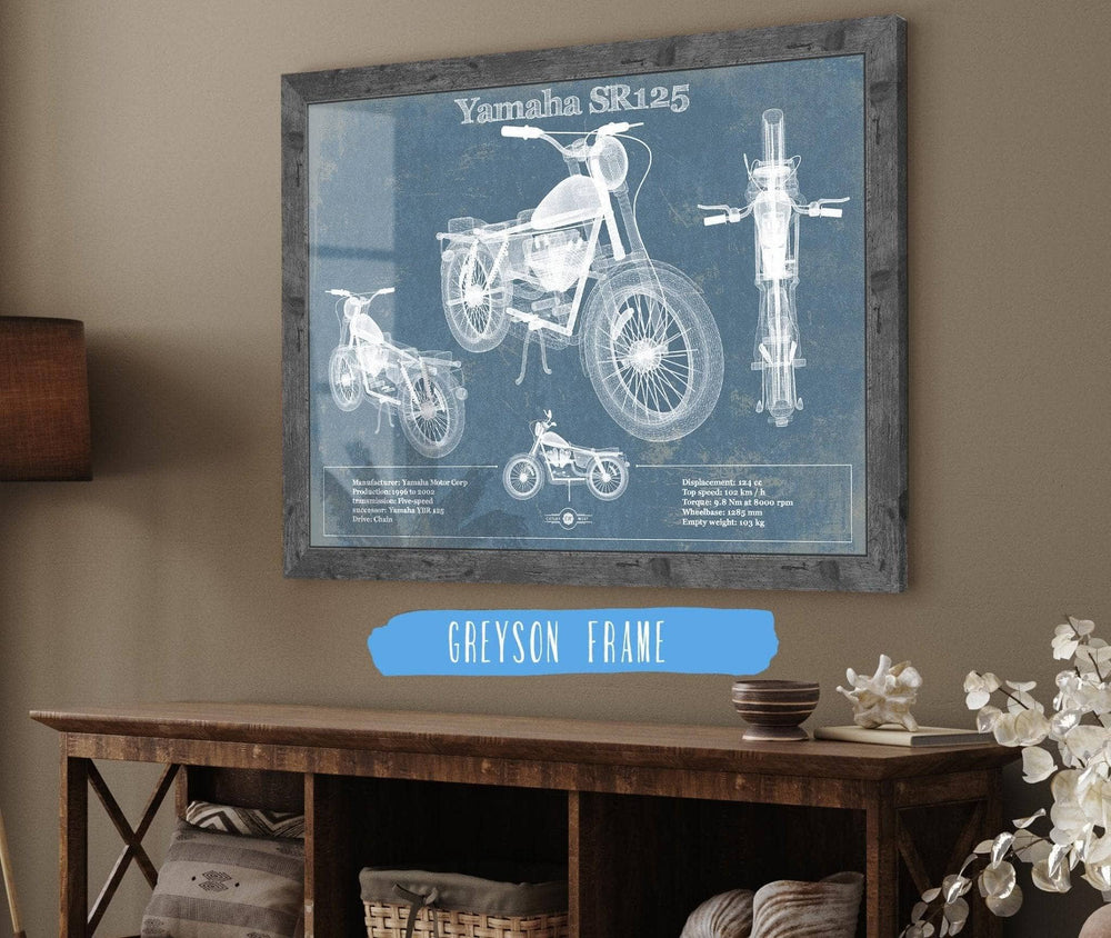Cutler West Yamaha SR125 Blueprint Motorcycle Patent Print