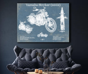 Cutler West Yamaha Stryker (2012) Vintage Blueprint Motorcycle Patent Print