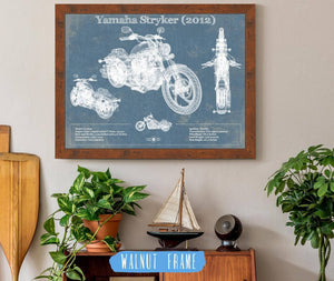 20" x 16" / Walnut Frame Cutler West Yamaha Stryker (2012) Vintage Blueprint Motorcycle Patent Print