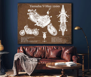 Cutler West Yamaha V-Max 1200 Blueprint Vintage Motorcycle Print