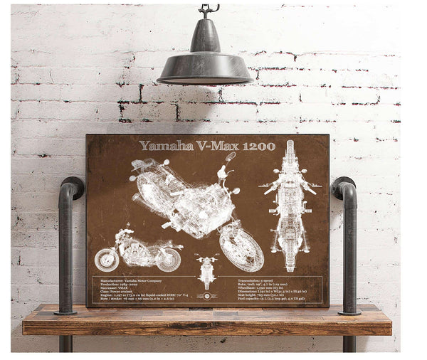 Cutler West Yamaha V-Max 1200 Blueprint Vintage Motorcycle Print